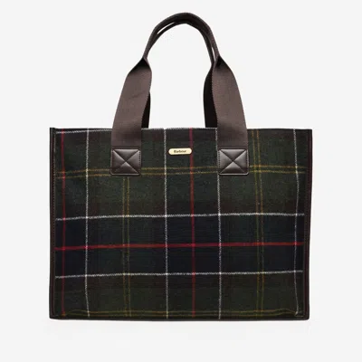 Barbour Turnberry Tote Bag In Wool Blend With Check Pattern In Red