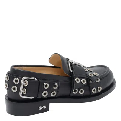 Mach &amp; Mach Buckle Belt Vintage Loafers In Black