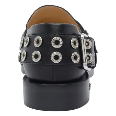 Mach &amp; Mach Buckle Belt Vintage Loafers In Black