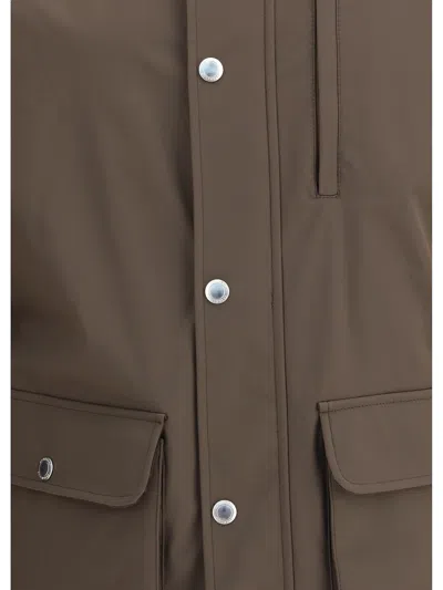 Brunello Cucinelli Men Stretch Membrane Nylon Jacket In Brown