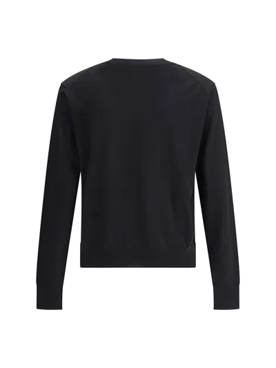 Vivienne Westwood Black Crew Necksweater With Orb Logo Embroidered On The Front In Wool Blend Man In Blue