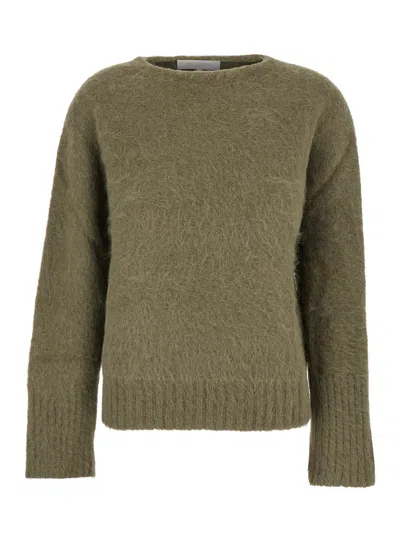 Antonelli Adriano Green Sweater With Brushed-effect In Wool Blend Woman In Green