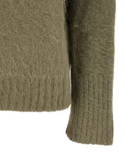 Antonelli Adriano Green Sweater With Brushed-effect In Wool Blend Woman In Green