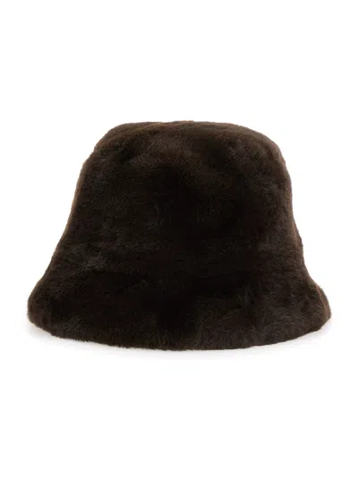 Apparis Amara Brown Bucket Hat In Ecofur Woman In Brown