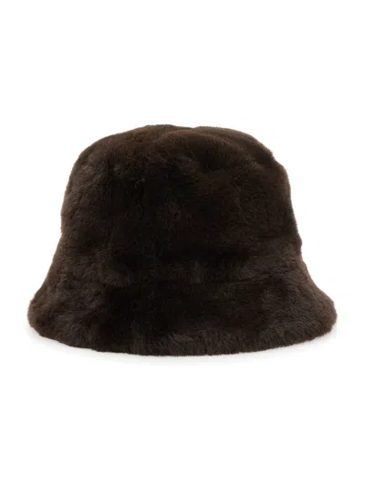 Apparis Amara Brown Bucket Hat In Ecofur Woman In Brown