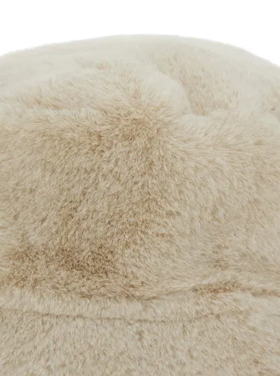 Apparis Amara White Bucket Hat In Ecofur Woman In Neutral