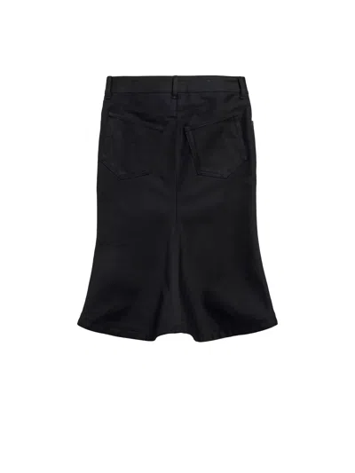Balenciaga Flared Midi Skirt Featuring Five Pockets In Black