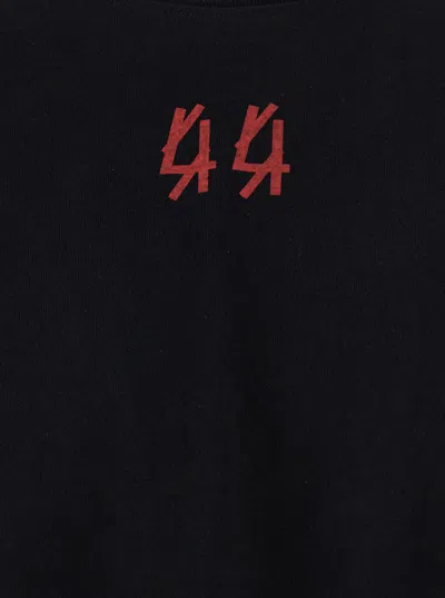 44 Label Group Black Crewneck T-shirt With Logo On The Front And Maxi Logo On The Rear In Cotton Man In Black
