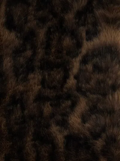 Apparis Kai Brown Scarf With Leopard Motif In Ecofur Woman In Brown