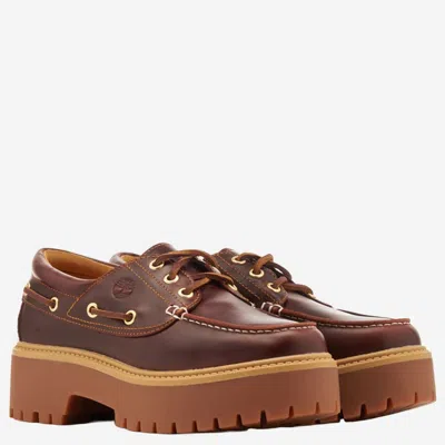 Timberland Stone Street Leather Platform Loafers In Brown