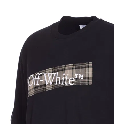Off-white Black Crewneck T-shirt With Logo Lettering On The Front And Maxi Diagonal Motif On The Rear In Cotto In Black