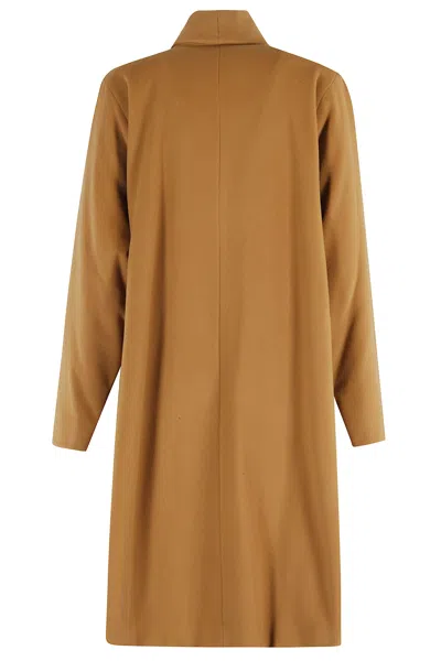 Isabel Marant Elise Gb Medium-length Camel Wool-blend Coat In Brown