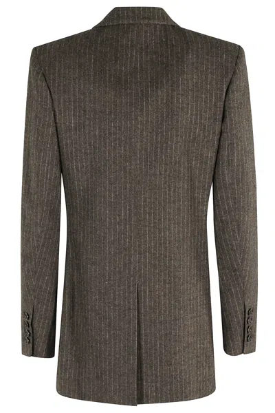 Isabel Marant Jevimagz Double-breasted Brown Striped Wool-blend Jacket In Brown