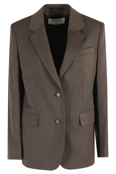Filippa K Structured Walnut Blazer With Peaked Lapel In Brown