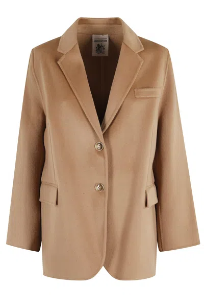 Semicouture Tailored Wool Jacket With Notched Lapel In Brown