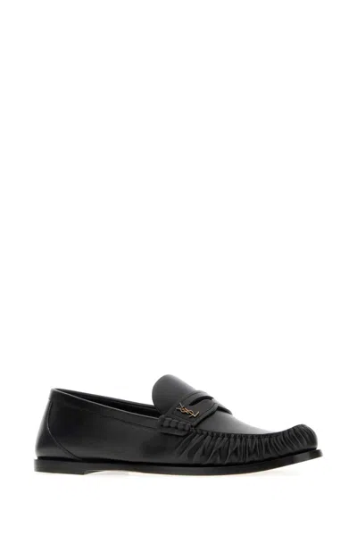 Saint Laurent Laurent Logo-embellished Leather Penny Loafers In Black