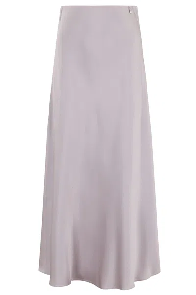 Herno Flowing Midi Skirt With Elasticized Waistband In Purple