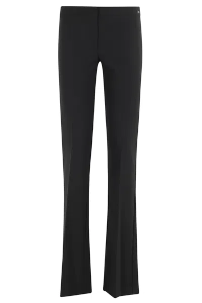 Elisabetta Franchi Flared Tailored Pants With Front Pleats In Black