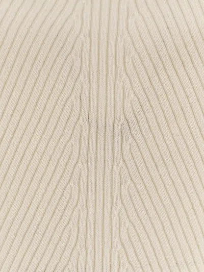 Hugo Boss Boss Foliora Virgin Wool Rib Funnel Neck Sweater In White