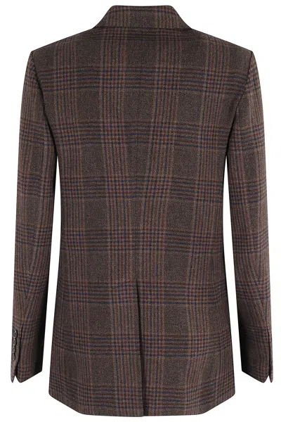 Circolo 1901 Brown Check Pattern Double-breasted Jacket In Brown