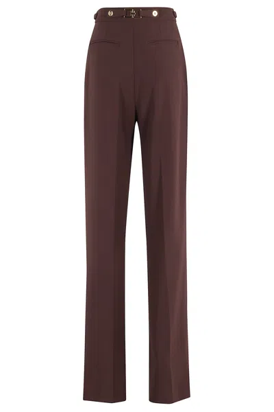 Elisabetta Franchi Bordeaux Pants With Jewel Button Embellishments And Pences In Tech Fabric Stretch Woman In Multi