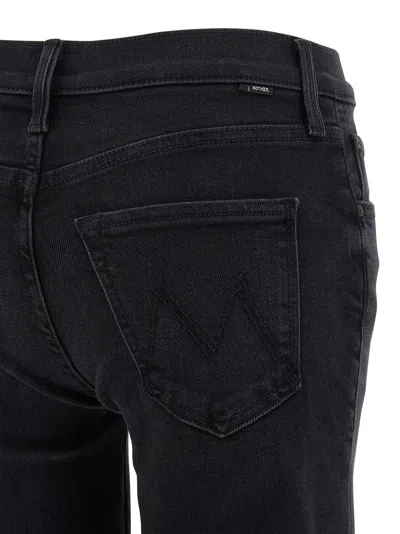 Mother The Mid Rise Rambler Zip Flood Jeans Spiked Hair Art Flair In Black