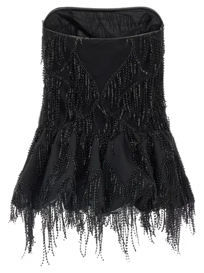 Rotate Birger Christensen Albertina Sequined Strapless Top In Black