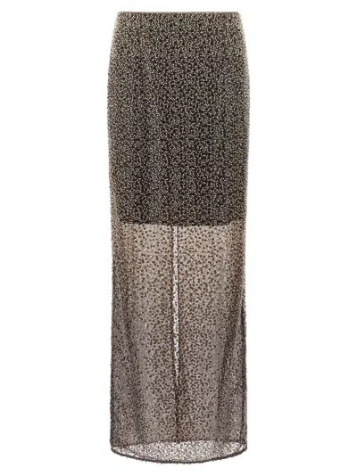 Rotate Birger Christensen Beaded Maxi Skirt In Gray