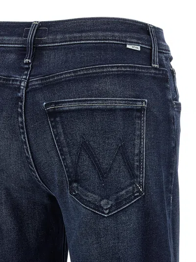 Mother The Mid Rise Mavin Sneak Blue Jeans With Belt Loops And Logo Embroidery On The Rear In Denim Woman