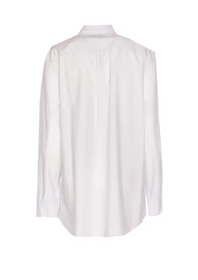 Jean Paul Gaultier Graphic Print Long Sleeve Collared Top In White