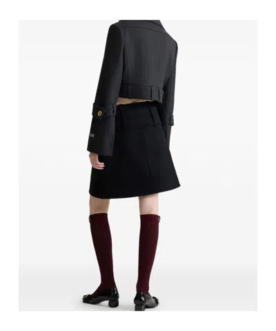 Patou Cropped Lock Jacket In Sustainable Wool Blend In Black