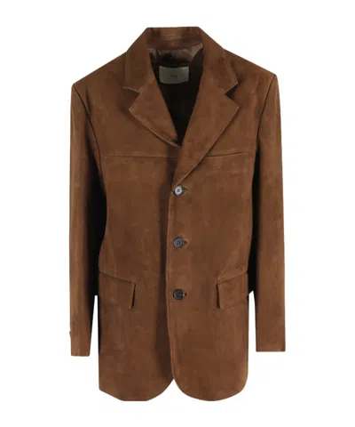 Dunst Suede Tailored Half Jacket In Brown