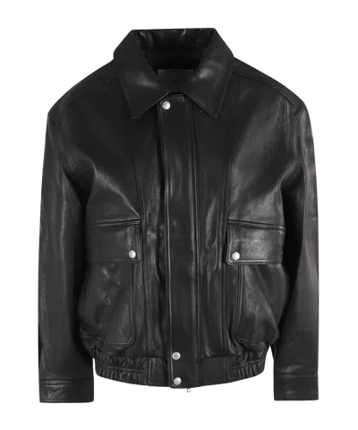 Dunst Black Jacket With Two Front Pockets And Distressed Effect In Leather Woman In Black
