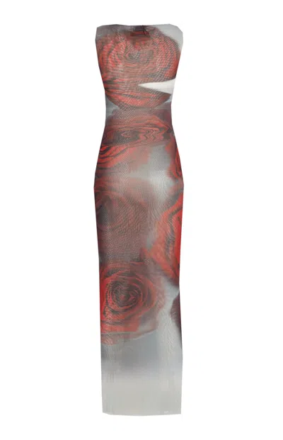 Jean Paul Gaultier Floral Maxi Dress Boat Neckline In Multi