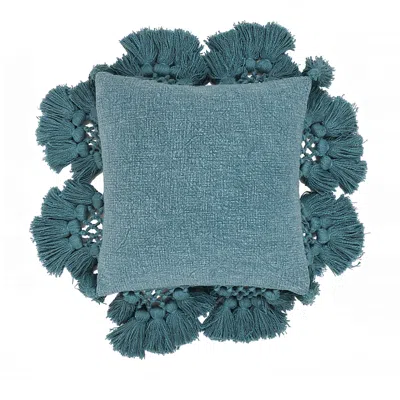 Tov Furniture Stone Washed Blush Cotton Tasseled Pillow In Pink In Green