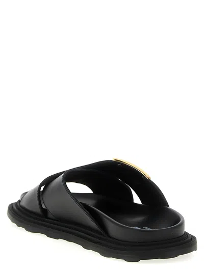 Moschino Leather Sandals In Black