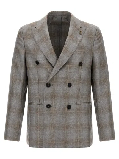 Pal Zileri Double-breasted Blazer Featuring Notch Lapel In Brown
