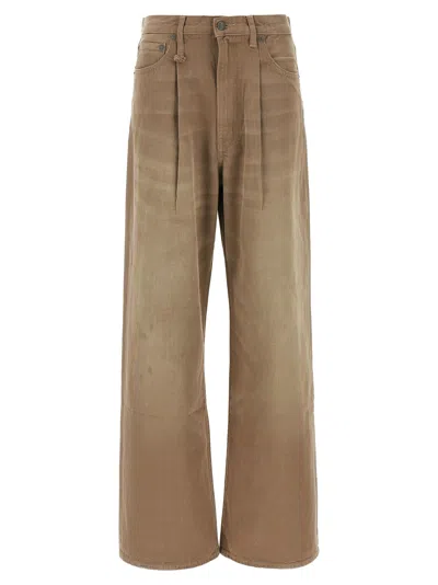 R13 Damon Pleated Jeans In Brown