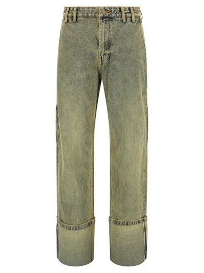 Entire Studios 'cuff Surface Wave' Jeans In Yellow