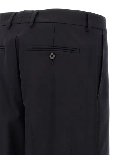 Dries Van Noten Wide Wool Blend Gabardine Pants In Navy
