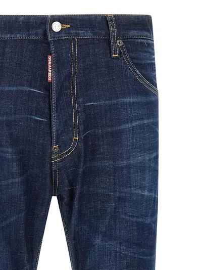 Dsquared2 Straight Style Denim Trousers With Contrast Stitching In Blue