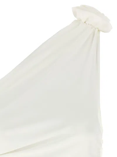 Magda Butrym One-shoulder Top With 3d Floral Applications In Neutral