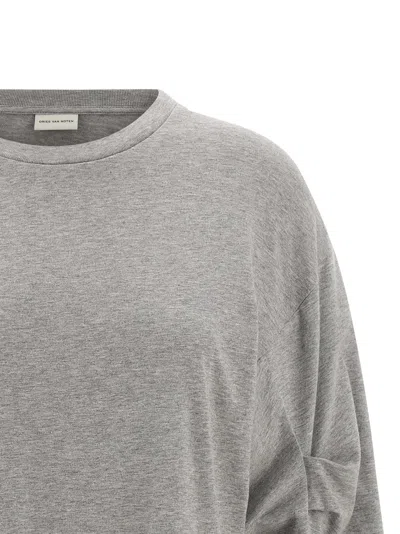 Dries Van Noten T-shirt With Pleated Sleeves Heynas In Gray