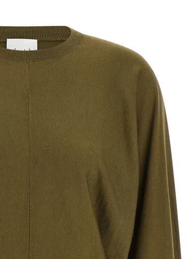 Nude Crewneck Wool Sweater With Bat Sleeves In Green