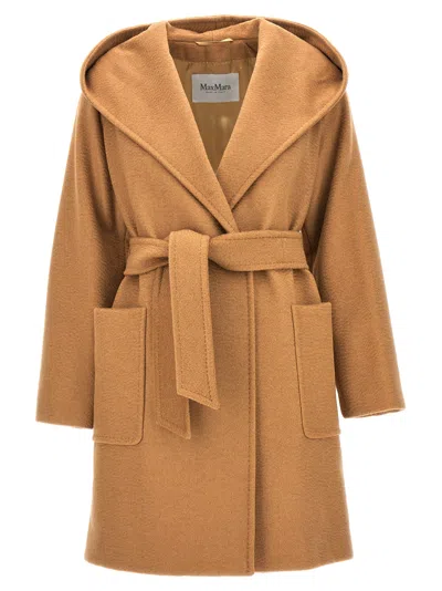 Max Mara Belted-fastening Coat In Brown
