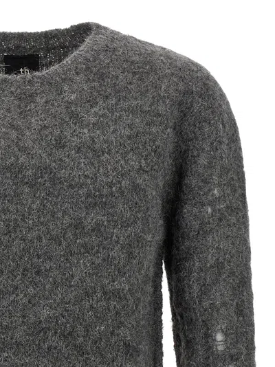 Thom Krom Crew-neck Distressed Sweater In Gray