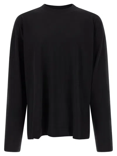 Dries Van Noten Crew Neck Long Sleeves Plain T-shirt In Black