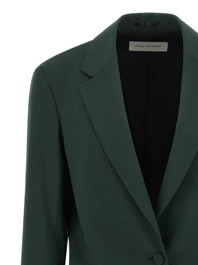 Dries Van Noten Single Breasted Blazer In Green