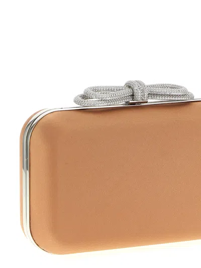 Mach&mach Mach & Mach 'double Bow Satin' Clutch In Sand