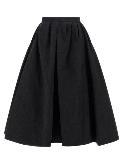 Carolina Herrera High-waisted A-line Textured Pleated Skirt In Black